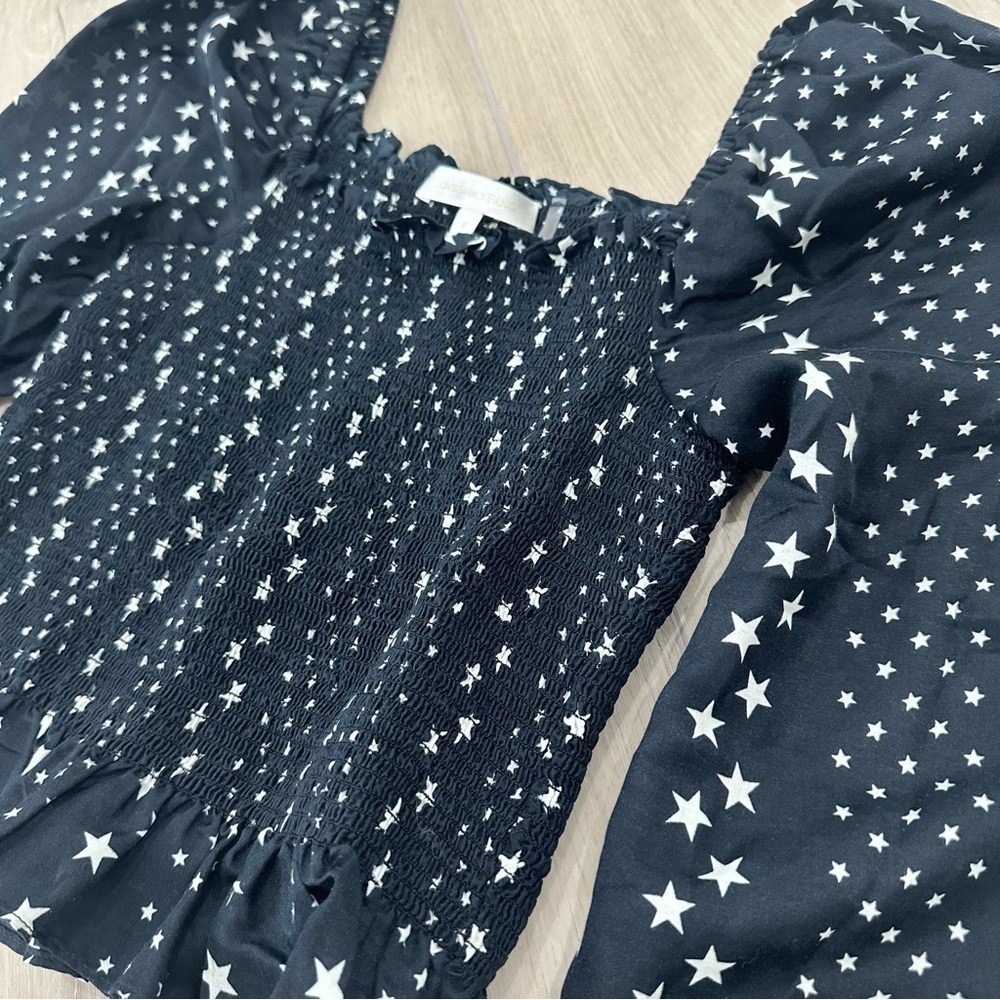 LOVESHACKFANCY Russell stars smocked top puff sleeve black white small pretty - Picture 8 of 10